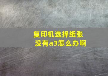 复印机选择纸张没有a3怎么办啊