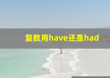 复数用have还是had