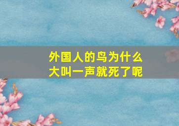 外国人的鸟为什么大叫一声就死了呢