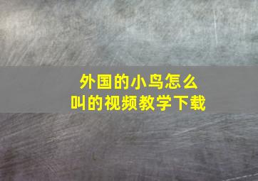 外国的小鸟怎么叫的视频教学下载