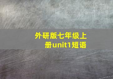 外研版七年级上册unit1短语