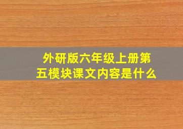 外研版六年级上册第五模块课文内容是什么