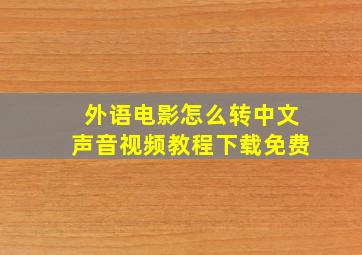 外语电影怎么转中文声音视频教程下载免费