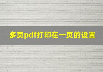 多页pdf打印在一页的设置