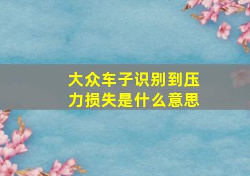 大众车子识别到压力损失是什么意思