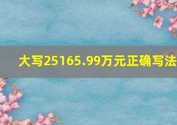 大写25165.99万元正确写法