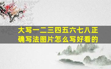 大写一二三四五六七八正确写法图片怎么写好看的