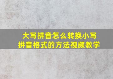 大写拼音怎么转换小写拼音格式的方法视频教学