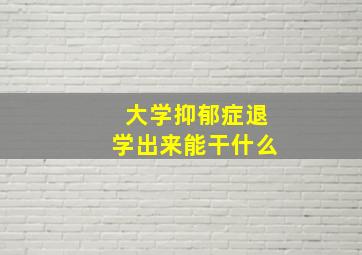 大学抑郁症退学出来能干什么