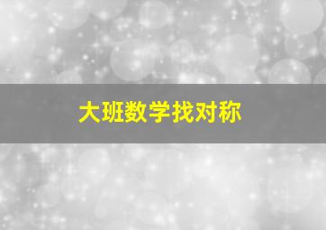 大班数学找对称