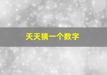 天天猜一个数字