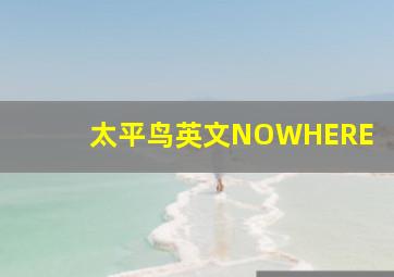 太平鸟英文NOWHERE