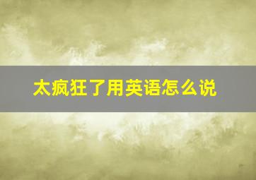 太疯狂了用英语怎么说