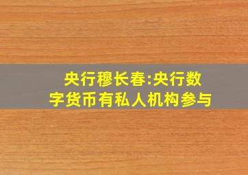 央行穆长春:央行数字货币有私人机构参与