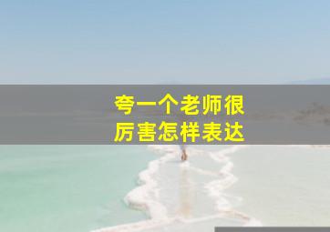 夸一个老师很厉害怎样表达