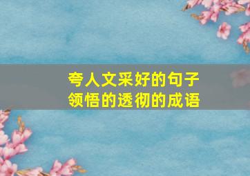 夸人文采好的句子领悟的透彻的成语