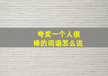 夸奖一个人很棒的词语怎么说