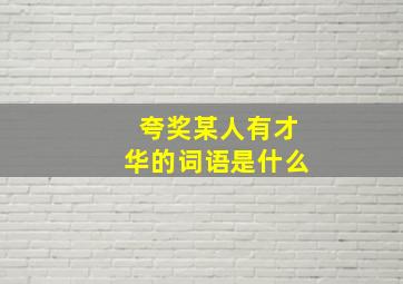 夸奖某人有才华的词语是什么