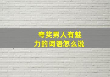 夸奖男人有魅力的词语怎么说