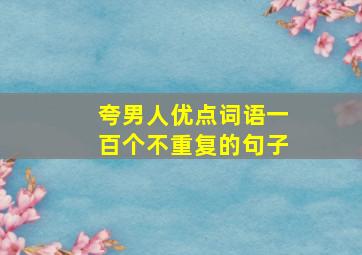 夸男人优点词语一百个不重复的句子