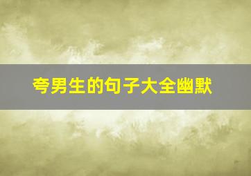 夸男生的句子大全幽默