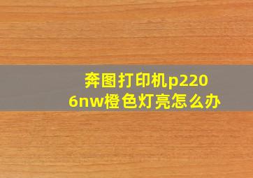 奔图打印机p2206nw橙色灯亮怎么办