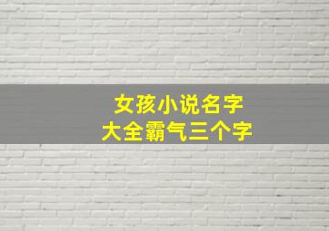 女孩小说名字大全霸气三个字