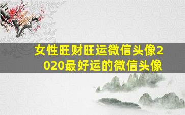 女性旺财旺运微信头像2020最好运的微信头像