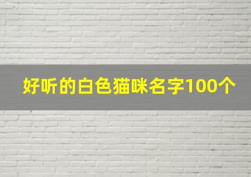 好听的白色猫咪名字100个