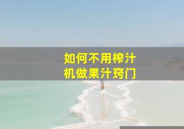 如何不用榨汁机做果汁窍门