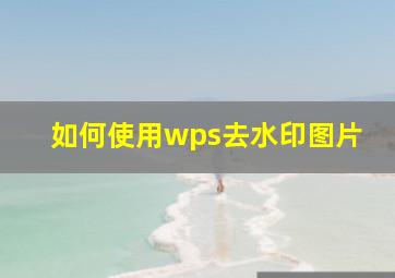 如何使用wps去水印图片