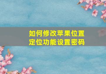 如何修改苹果位置定位功能设置密码