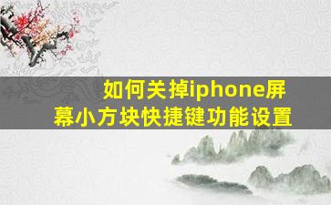 如何关掉iphone屏幕小方块快捷键功能设置