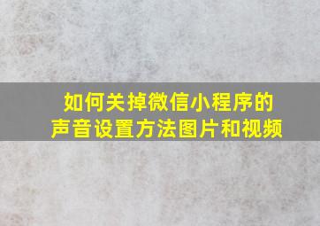 如何关掉微信小程序的声音设置方法图片和视频