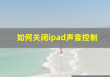 如何关闭ipad声音控制