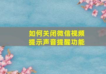 如何关闭微信视频提示声音提醒功能