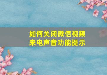 如何关闭微信视频来电声音功能提示