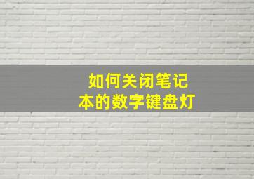 如何关闭笔记本的数字键盘灯