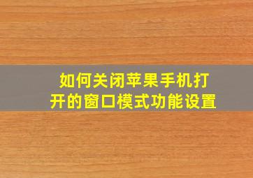 如何关闭苹果手机打开的窗口模式功能设置