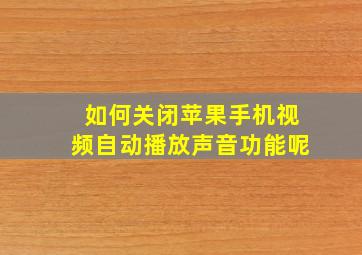 如何关闭苹果手机视频自动播放声音功能呢