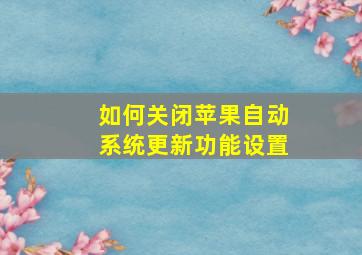 如何关闭苹果自动系统更新功能设置