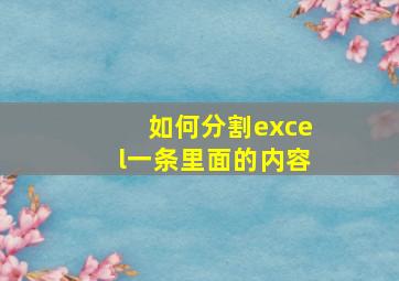 如何分割excel一条里面的内容