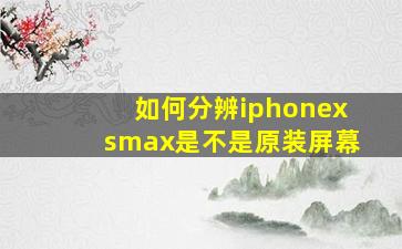 如何分辨iphonexsmax是不是原装屏幕