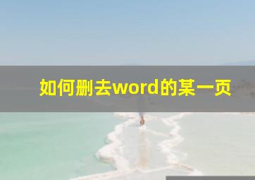 如何删去word的某一页