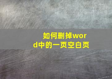 如何删掉word中的一页空白页