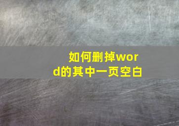 如何删掉word的其中一页空白