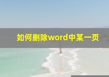 如何删除word中某一页