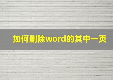 如何删除word的其中一页