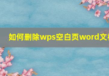 如何删除wps空白页word文档