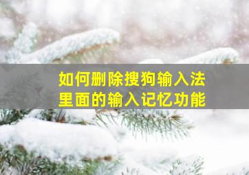 如何删除搜狗输入法里面的输入记忆功能